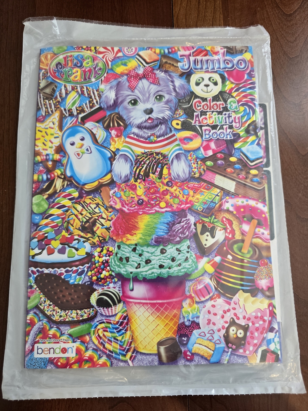 Lisa Frank Rainbow Ice Cream Puppy Jumbo Activity and Coloring Book Set, NWT